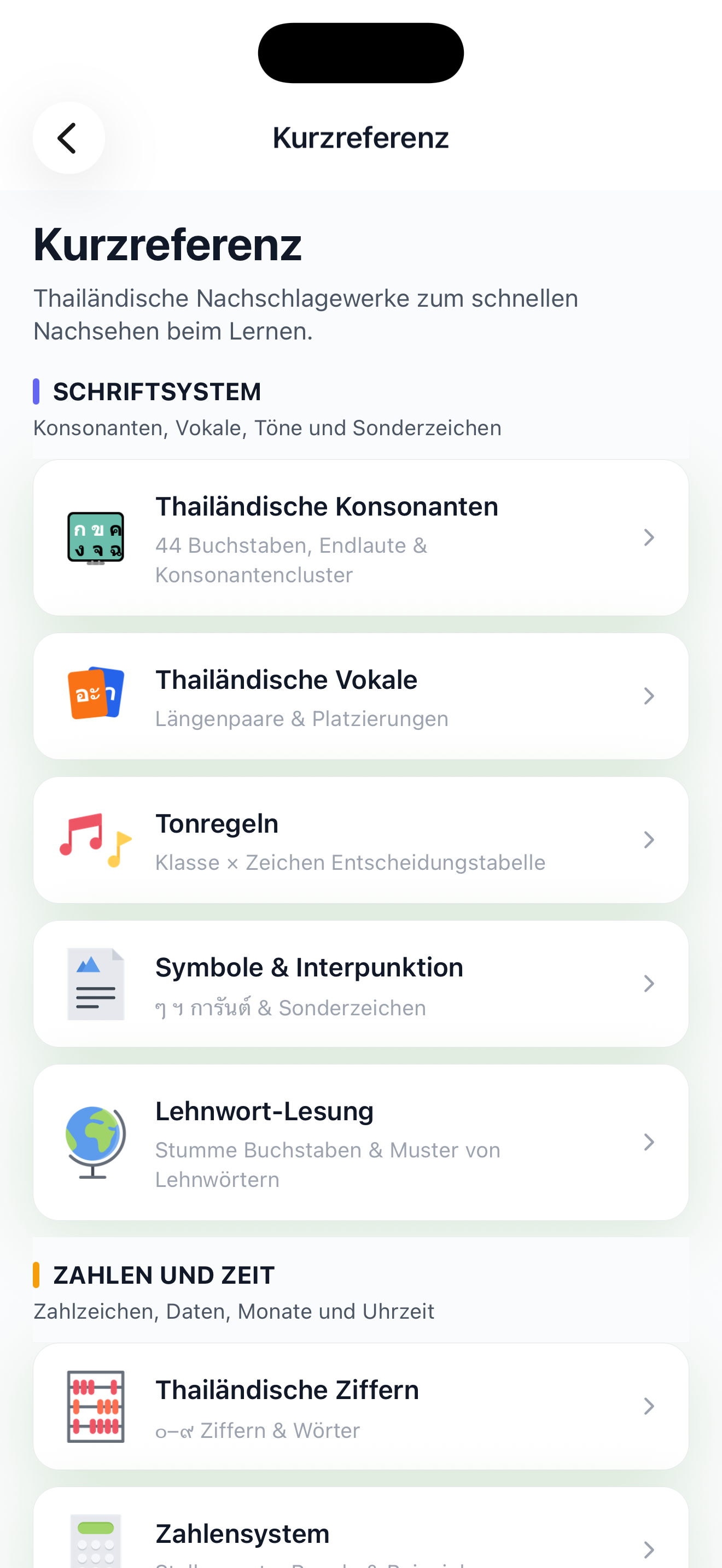 Thailändische Konsonanten-Referenz nach Klasse