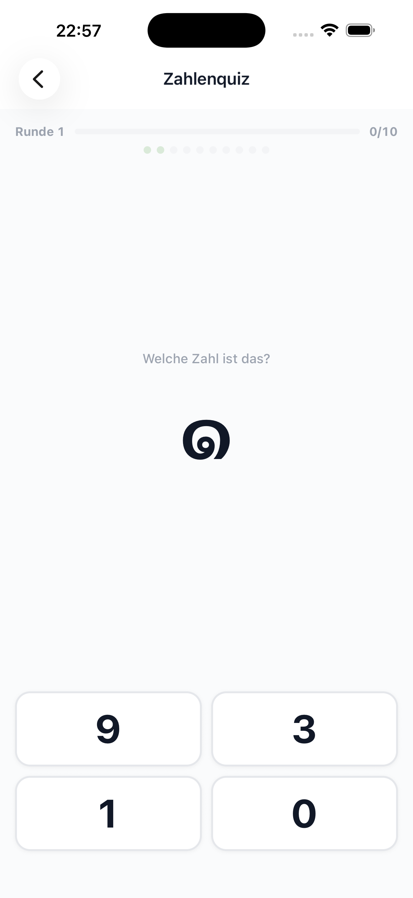 Zahlen-Quiz, das fragt, welche Zahl ๒ ist