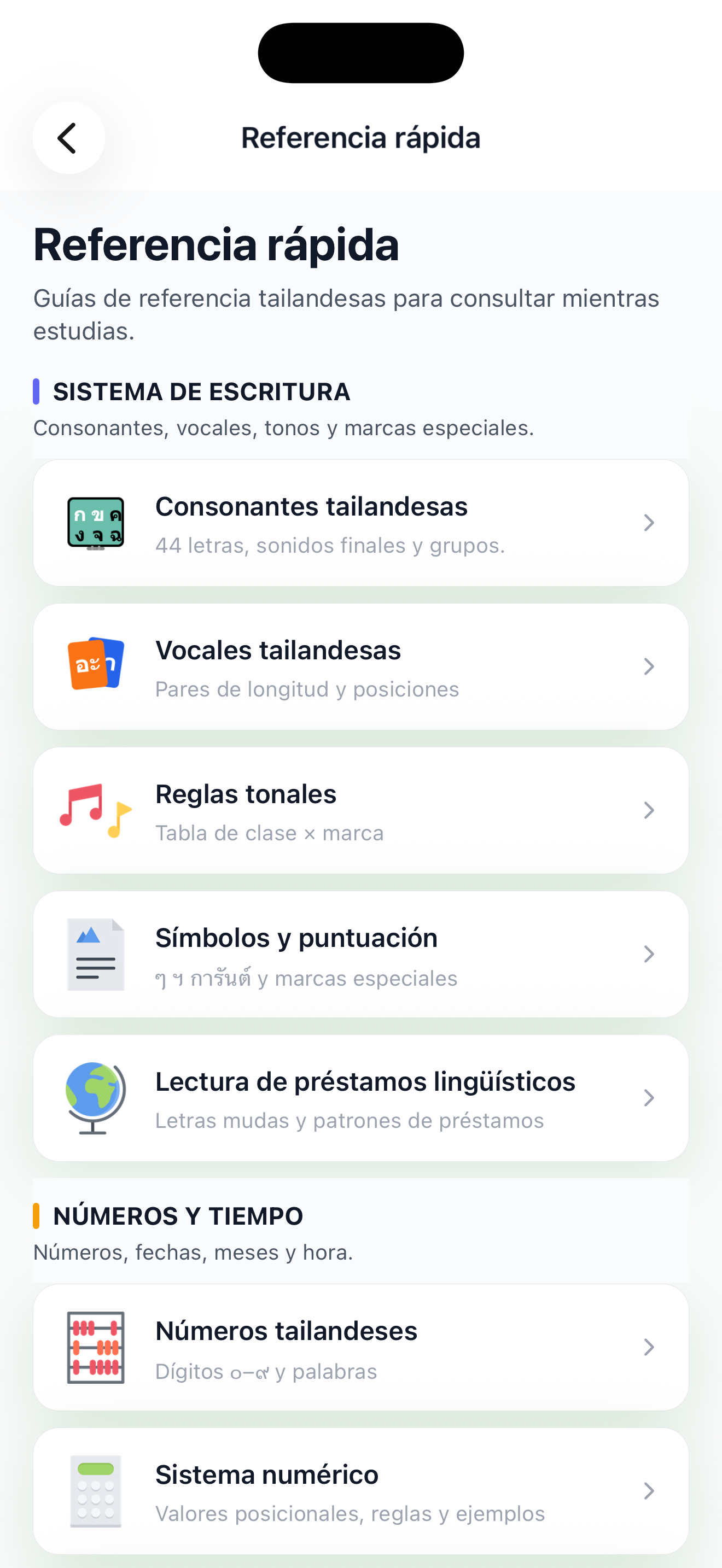 Referencia de consonantes tailandesas por clase